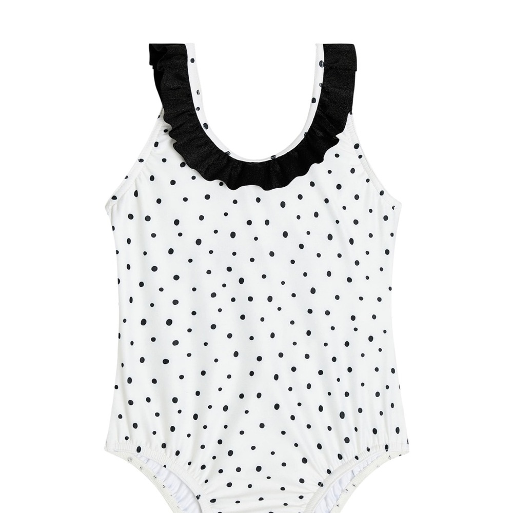 Girl 8-10 Polka Dot Ruffle Swimsuit